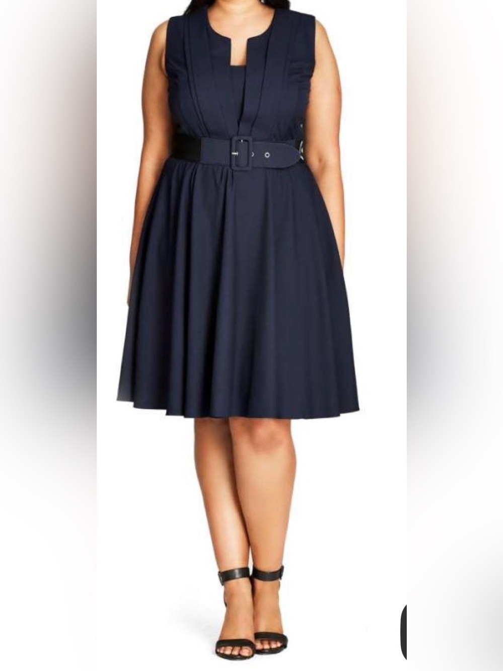 City Chic Fit-and-Flare Dress with Belt